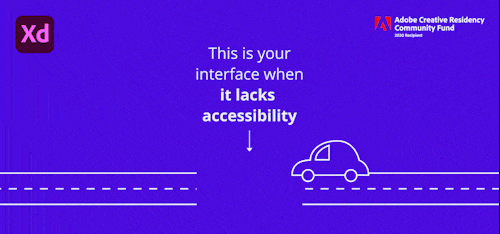 Carro andando e o texto apontando para uma rua quebrada: esta é a sua interface quando ela não tem acessibilidade